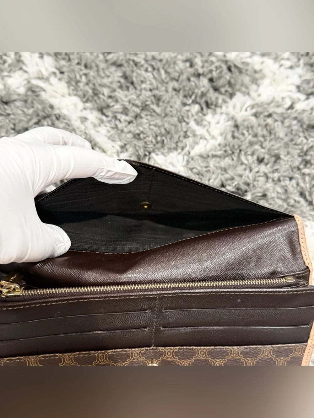 Preloved Authentic Vintage CELINE Macadam Triomphe Long Bifold Wallet Brown